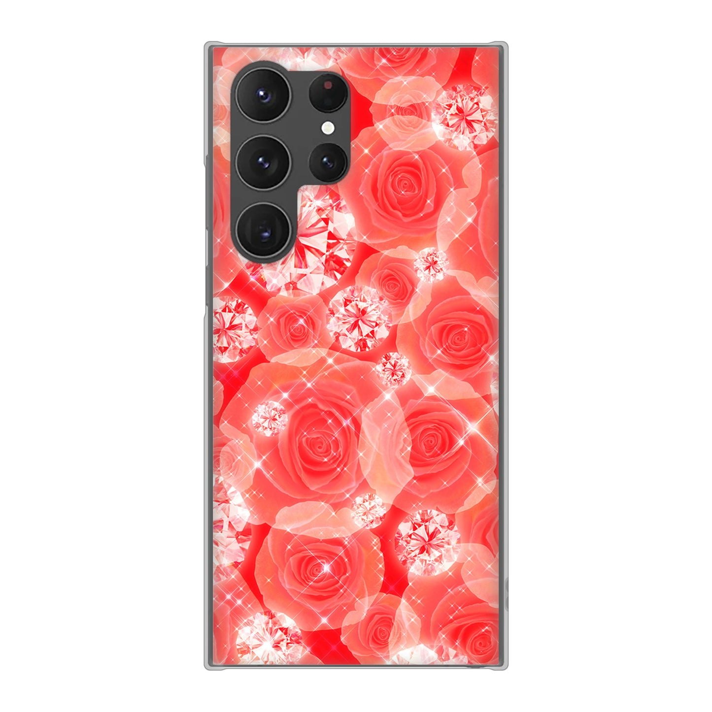 Galaxy S23 Ultra SCG20 au 高画質仕上げ 背面印刷 ハードケース 【VA816 ダイヤモンドとバラ】