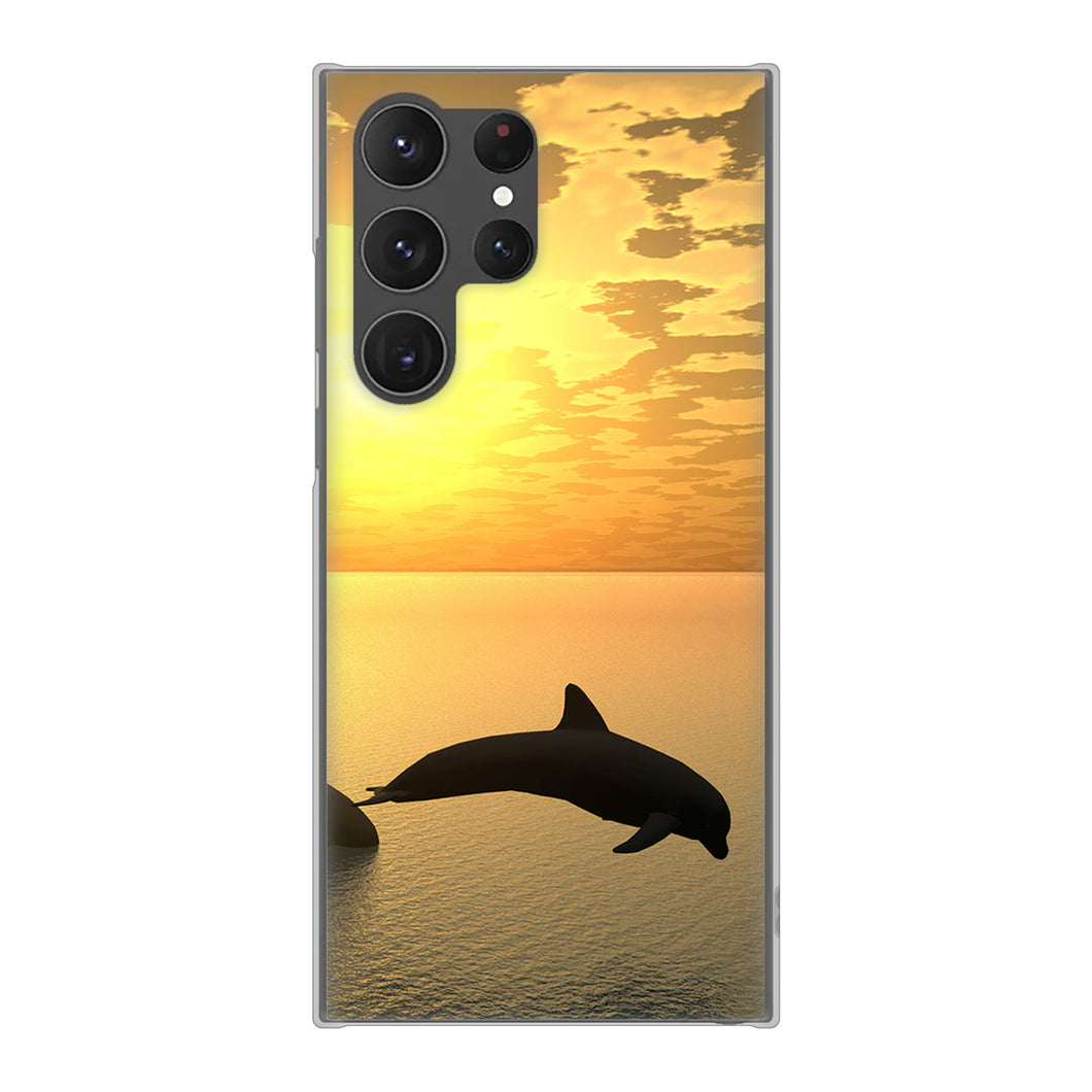 Galaxy S23 Ultra SCG20 au 高画質仕上げ 背面印刷 ハードケース 【VA845 夕暮れのドルフィン】