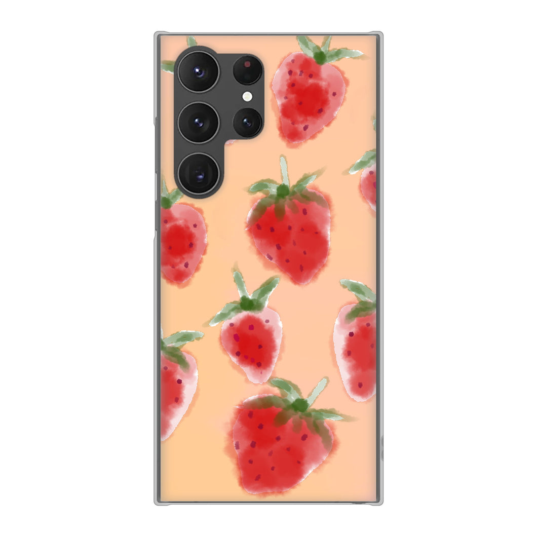Galaxy S23 Ultra SCG20 au 高画質仕上げ 背面印刷 ハードケース イチゴ 水彩