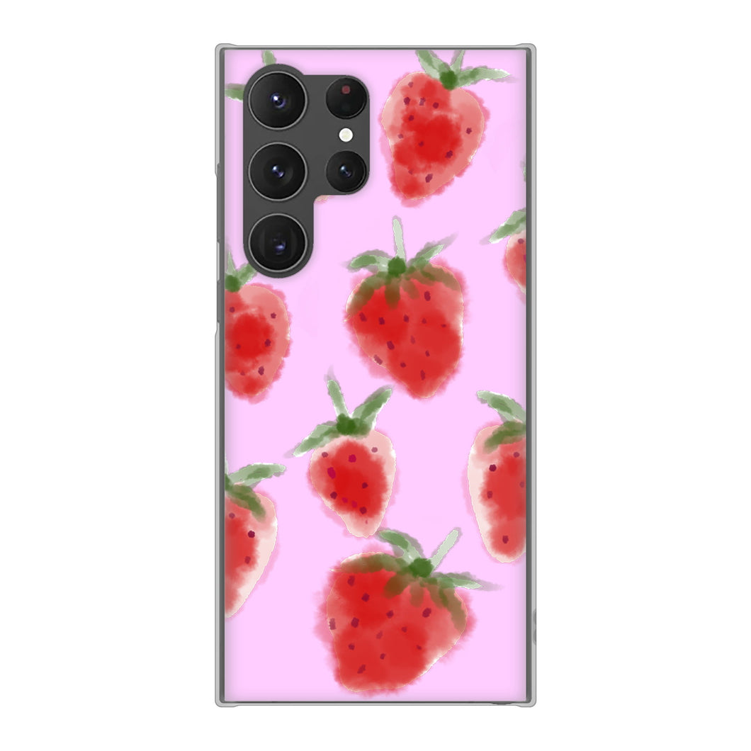 Galaxy S23 Ultra SCG20 au 高画質仕上げ 背面印刷 ハードケース イチゴ 水彩