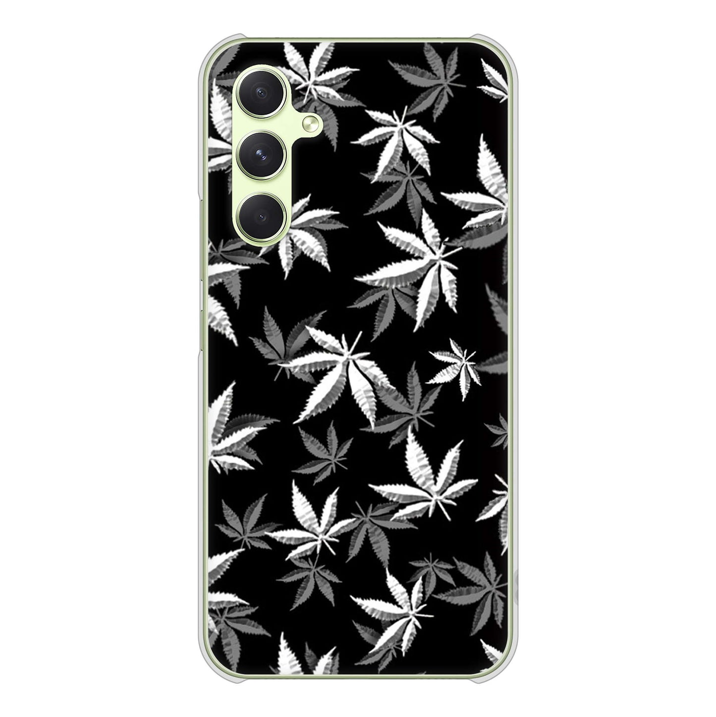 Galaxy A54 5G SCG21 au 高画質仕上げ 背面印刷 ハードケース 【064 モノトーン大麻ブラック】