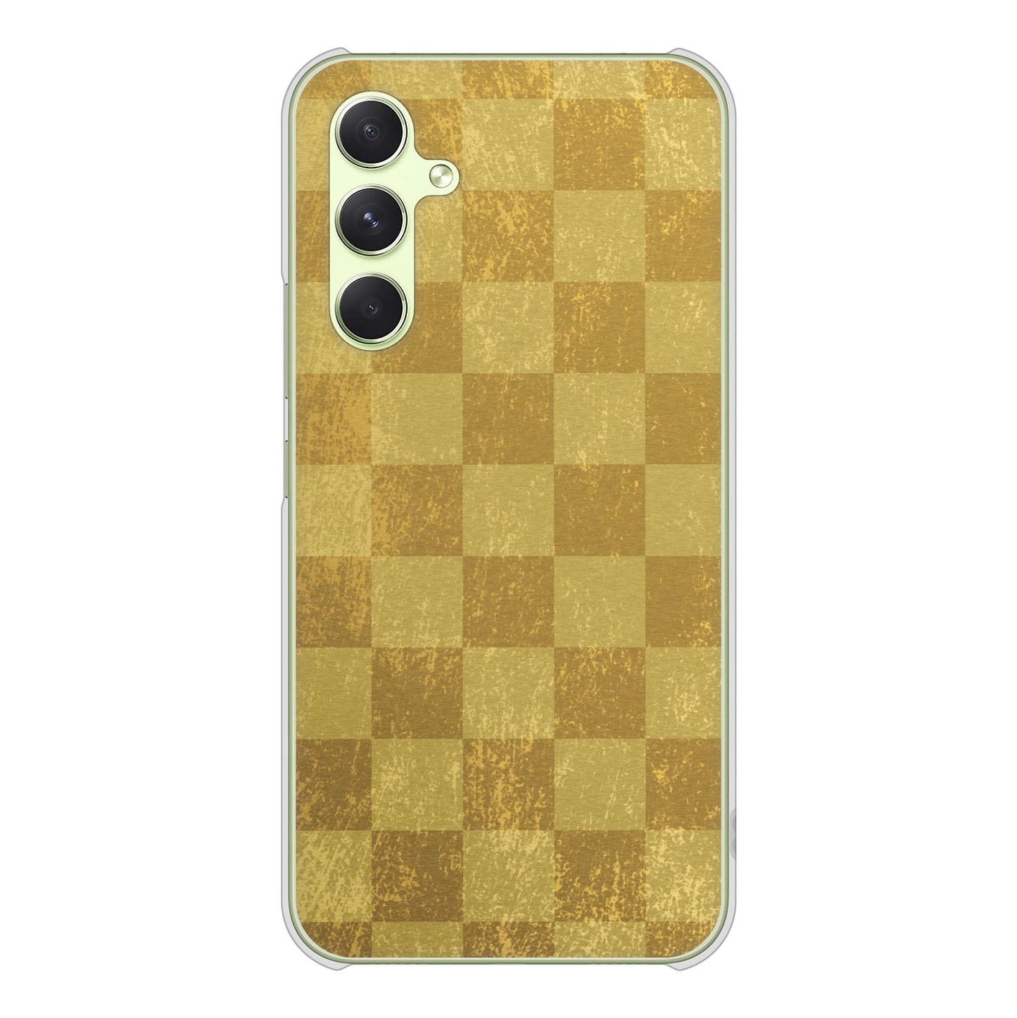 Galaxy A54 5G SCG21 au 高画質仕上げ 背面印刷 ハードケース 【619 市松模様-金(骨董風に傷んだイメージ)】