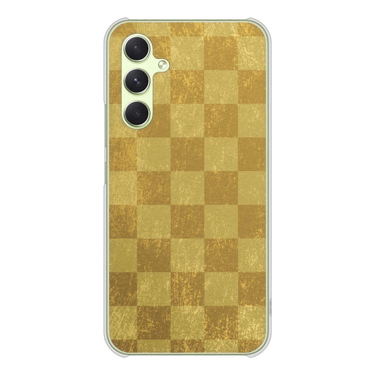 Galaxy A54 5G SCG21 au 高画質仕上げ 背面印刷 ハードケース 【619 市松模様-金(骨董風に傷んだイメージ)】