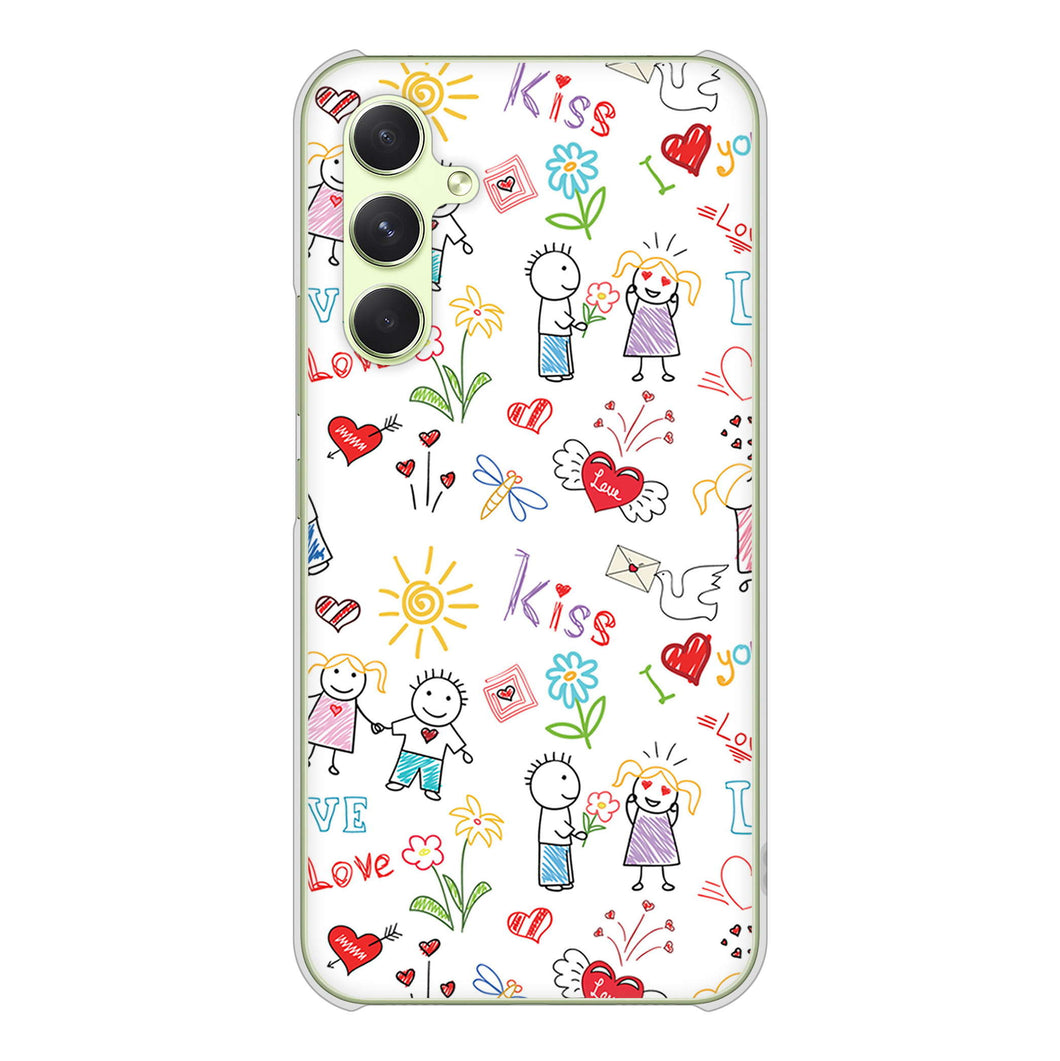 Galaxy A54 5G SCG21 au 高画質仕上げ 背面印刷 ハードケースカップル&ファミリー