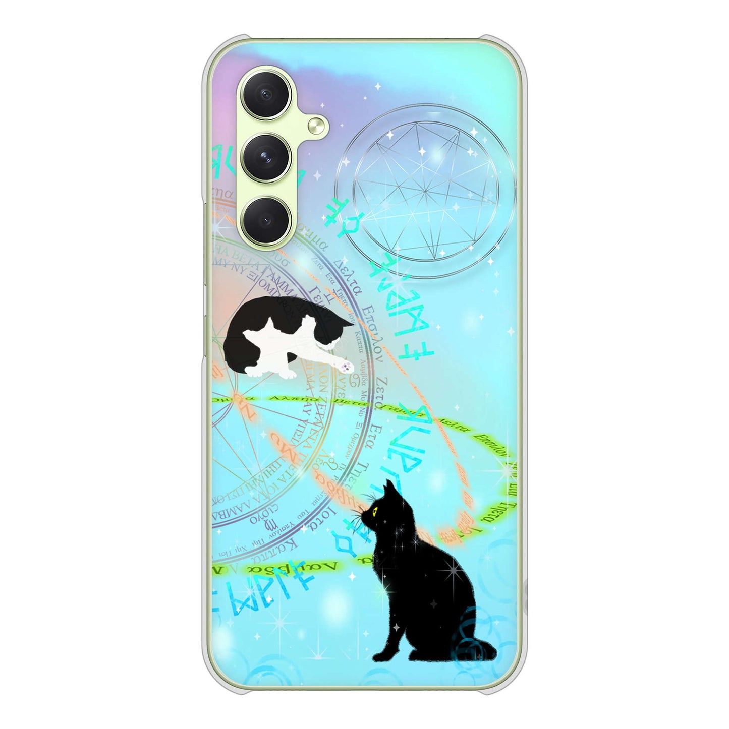 Galaxy A54 5G SCG21 au 高画質仕上げ 背面印刷 ハードケース魔法陣猫