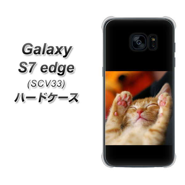 au ギャラクシーS7エッジ SCV33 高画質仕上げ 背面印刷 ハードケース【VA804 爆睡するネコ】