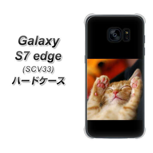 au ギャラクシーS7エッジ SCV33 高画質仕上げ 背面印刷 ハードケース【VA804 爆睡するネコ】