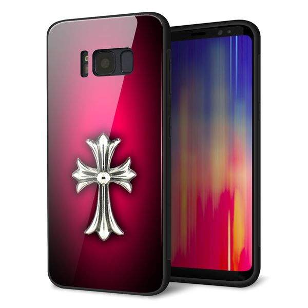 au ギャラクシー S8 SCV36 強化ガラス&TPUスマホケース ガラプリ【249 クロスレッド】
