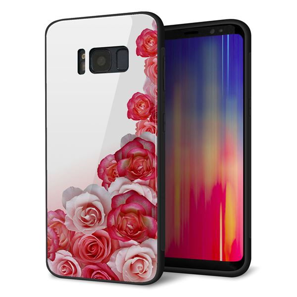 au ギャラクシー S8 SCV36 強化ガラス&TPUスマホケース ガラプリ【299 薔薇の壁】