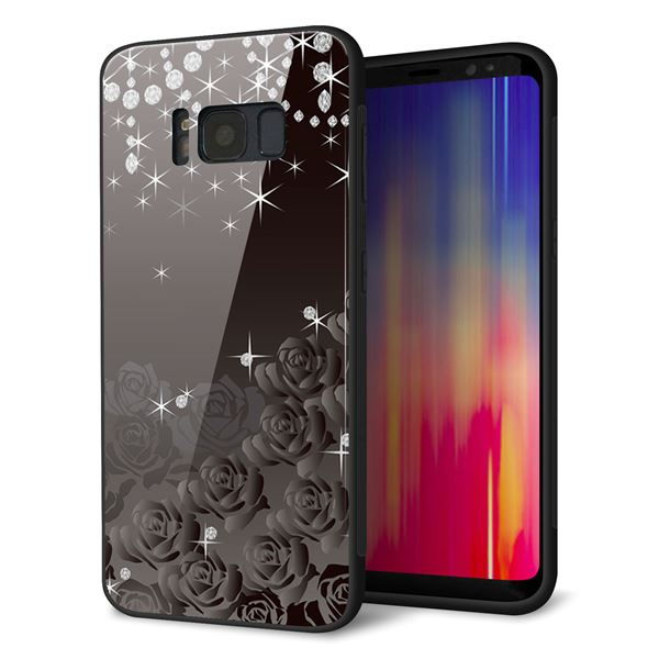 au ギャラクシー S8 SCV36 強化ガラス&TPUスマホケース ガラプリ【327 薔薇とダイヤモンド】