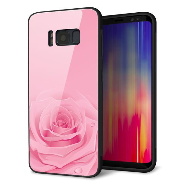 au ギャラクシー S8 SCV36 強化ガラス&TPUスマホケース ガラプリ【401 ピンクのバラ】