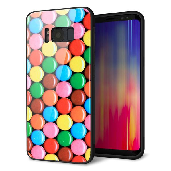 au ギャラクシー S8 SCV36 強化ガラス&TPUスマホケース ガラプリ【448 マーブルチョコ】