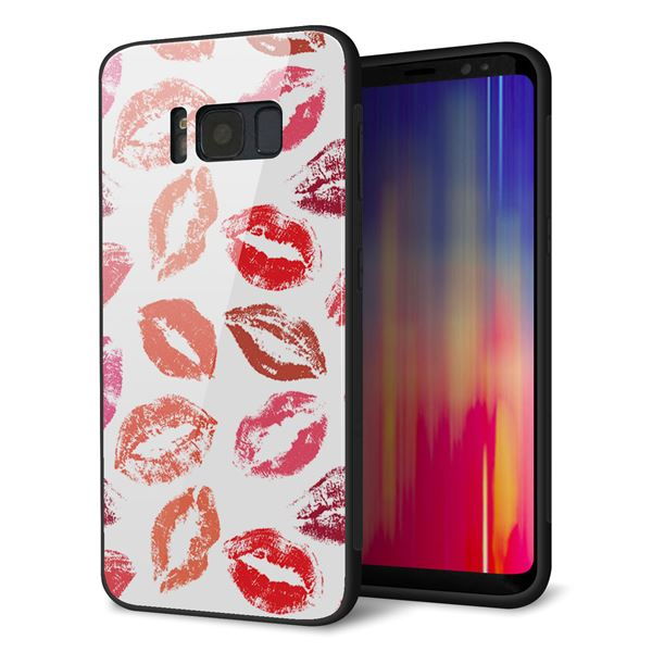 au ギャラクシー S8 SCV36 強化ガラス&TPUスマホケース ガラプリ【734 キスkissキス】