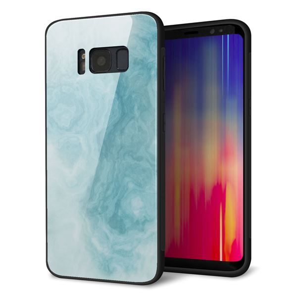 Galaxy S8 SCV36 au 強化ガラス&TPUスマホケース ガラプリ【KM868 大理石BL】
