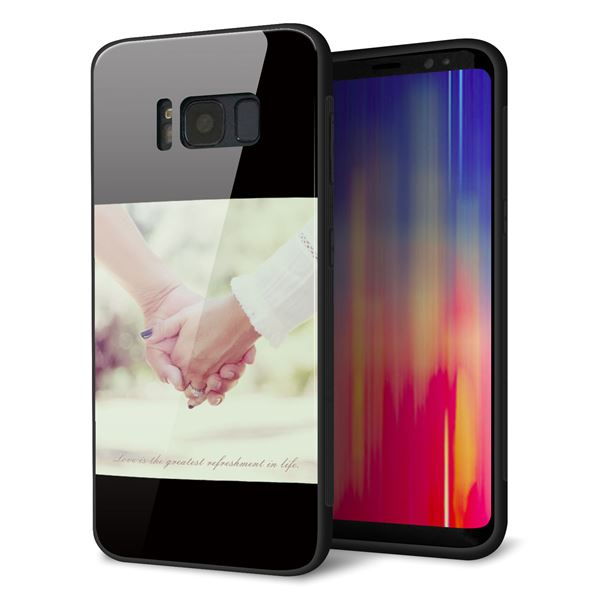 Galaxy S8 SCV36 au 強化ガラス&TPUスマホケース ガラプリ【KM875 カップル】