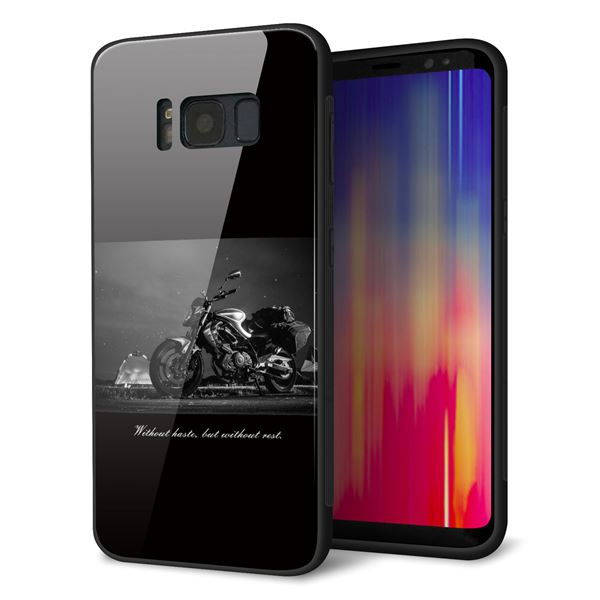 au ギャラクシー S8 SCV36 強化ガラス&TPUスマホケース ガラプリ【KM879 バイク】