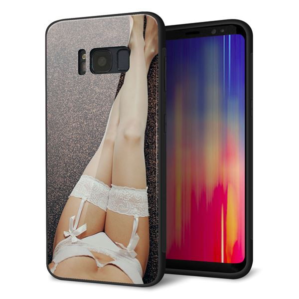 au ギャラクシー S8 SCV36 強化ガラス&TPUスマホケース ガラプリ【KM888 ストッキング】