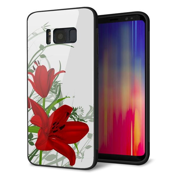 au ギャラクシー S8 SCV36 強化ガラス&TPUスマホケース ガラプリ【SC850 ユリ(レッド)】