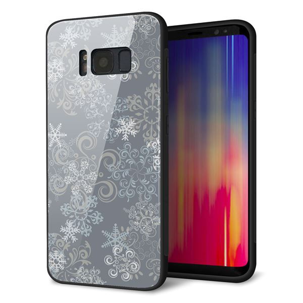 Galaxy S8 SCV36 au 強化ガラス&TPUスマホケース ガラプリ【XA801 雪の結晶】