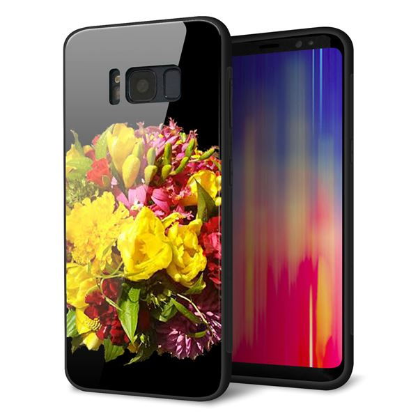 au ギャラクシー S8 SCV36 強化ガラス&TPUスマホケース ガラプリ【YI883 フラワー4】