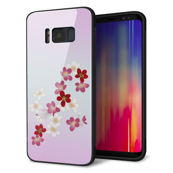 au ギャラクシー S8 SCV36 強化ガラス&TPUスマホケース ガラプリ【YJ320 桜 和】