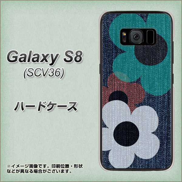 au ギャラクシー S8 SCV36 高画質仕上げ 背面印刷 ハードケース【EK869 ルーズフラワーinデニム風】