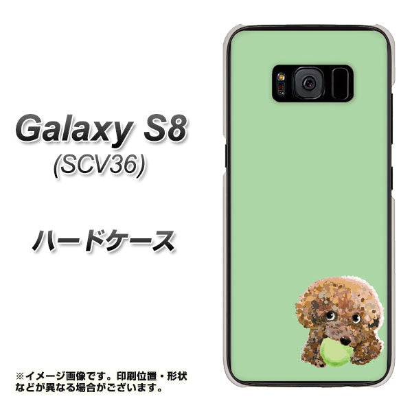 au ギャラクシー S8 SCV36 高画質仕上げ 背面印刷 ハードケース【YJ055 トイプードル&ボール(グリーン)】