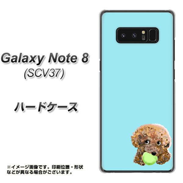 au ギャラクシーノート8 SCV37 高画質仕上げ 背面印刷 ハードケース【YJ054 トイプードル&ボール(ブルー)】