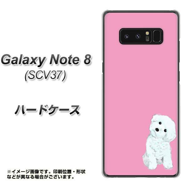 au ギャラクシーノート8 SCV37 高画質仕上げ 背面印刷 ハードケース【YJ069 トイプードルホワイト(ピンク)】