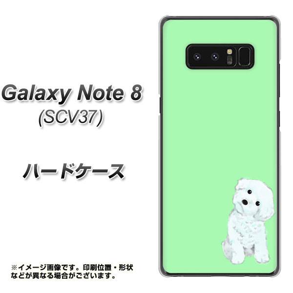 au ギャラクシーノート8 SCV37 高画質仕上げ 背面印刷 ハードケース【YJ071 トイプードルホワイト(グリーン)】