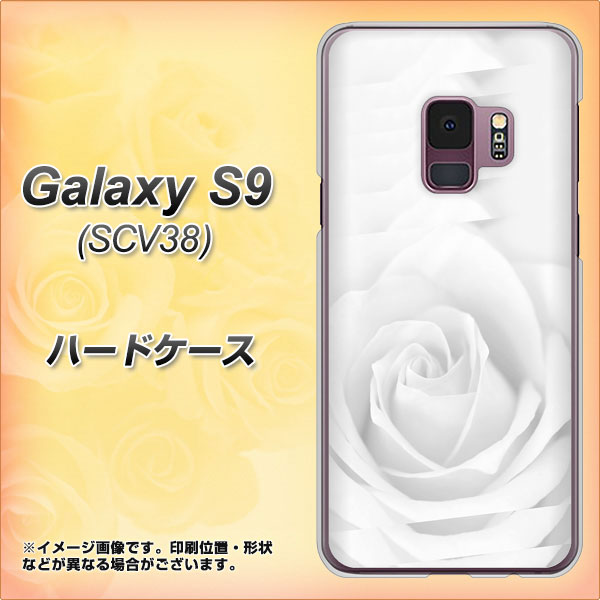 au ギャラクシー S9 SCV38 高画質仕上げ 背面印刷 ハードケース【402 ホワイトRose】