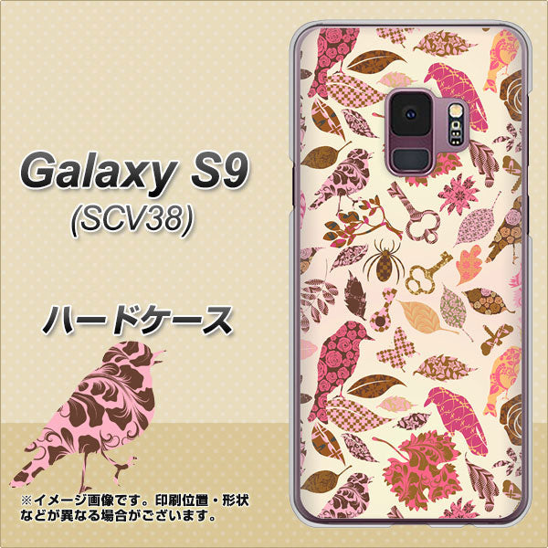 au ギャラクシー S9 SCV38 高画質仕上げ 背面印刷 ハードケース【640 おしゃれな小鳥】