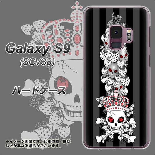 au ギャラクシー S9 SCV38 高画質仕上げ 背面印刷 ハードケース【AG802 苺骸骨王冠蔦(黒)】