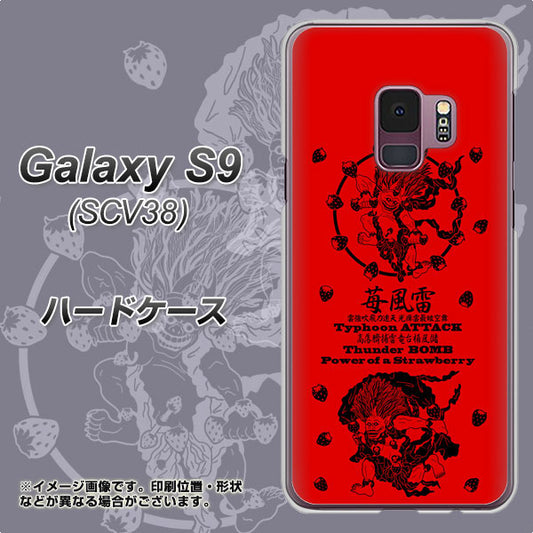 au ギャラクシー S9 SCV38 高画質仕上げ 背面印刷 ハードケース【AG840 苺風雷神(赤)】