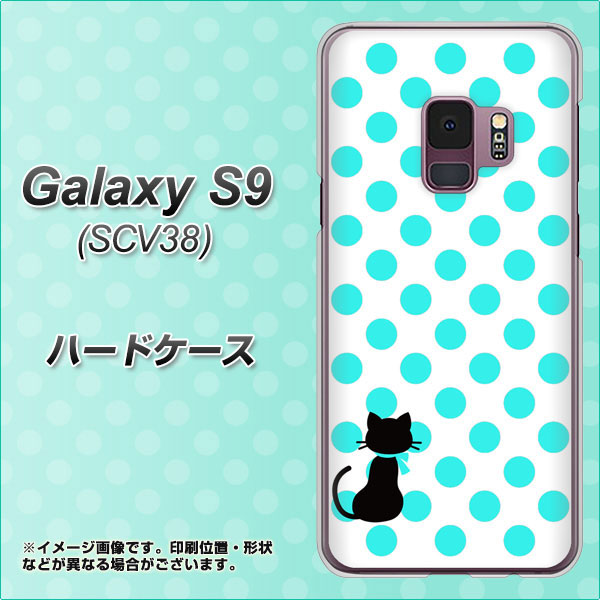 au ギャラクシー S9 SCV38 高画質仕上げ 背面印刷 ハードケース【EK809 ネコとシンプル ライトブルー】