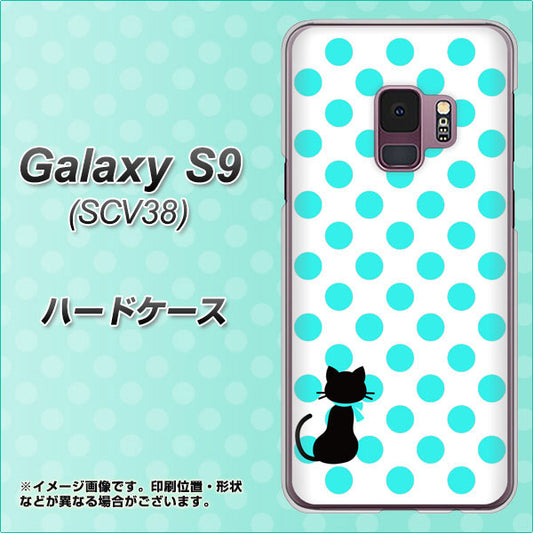 au ギャラクシー S9 SCV38 高画質仕上げ 背面印刷 ハードケース【EK809 ネコとシンプル ライトブルー】