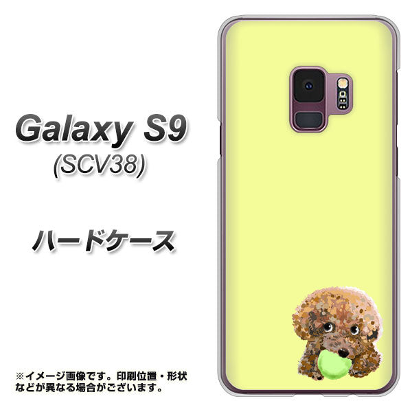 au ギャラクシー S9 SCV38 高画質仕上げ 背面印刷 ハードケース【YJ056 トイプードル&ボール(イエロー)】