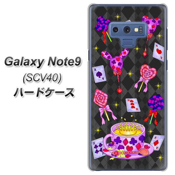 au ギャラクシー ノート9 SCV40 高画質仕上げ 背面印刷 ハードケース【AG818 トランプティー(黒)】