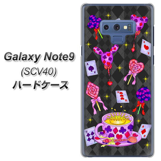 au ギャラクシー ノート9 SCV40 高画質仕上げ 背面印刷 ハードケース【AG818 トランプティー(黒)】