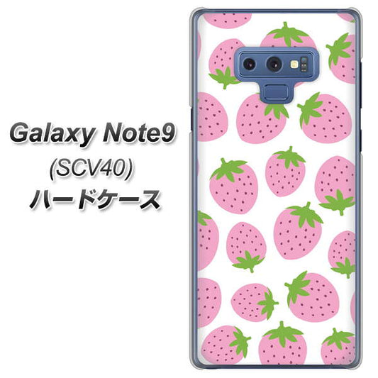 au ギャラクシー ノート9 SCV40 高画質仕上げ 背面印刷 ハードケース【SC809 小さいイチゴ模様 ピンク】