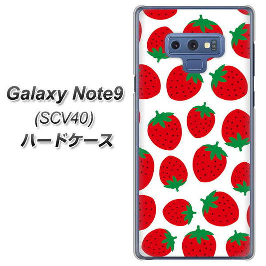 au ギャラクシー ノート9 SCV40 高画質仕上げ 背面印刷 ハードケース【SC811 小さいイチゴ模様 レッド】