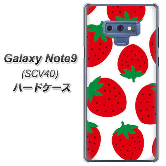 au ギャラクシー ノート9 SCV40 高画質仕上げ 背面印刷 ハードケース【SC818 大きいイチゴ模様レッド】