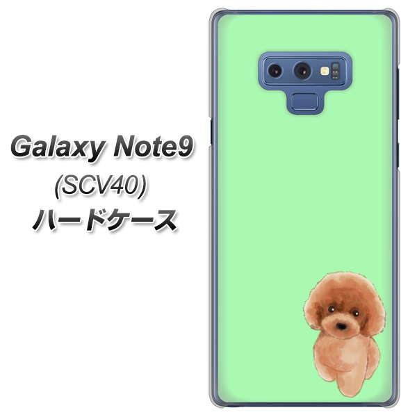 au ギャラクシー ノート9 SCV40 高画質仕上げ 背面印刷 ハードケース【YJ052 トイプードルレッド( グリーン)】