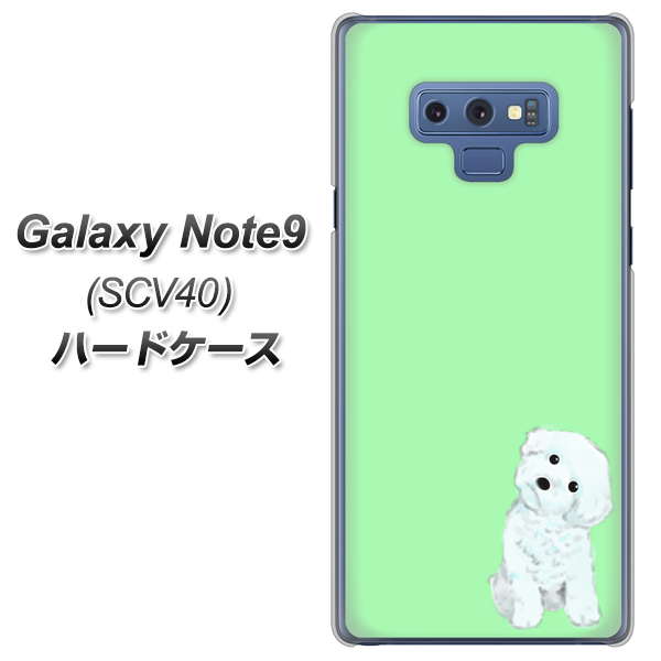 au ギャラクシー ノート9 SCV40 高画質仕上げ 背面印刷 ハードケース【YJ071 トイプードルホワイト(グリーン)】