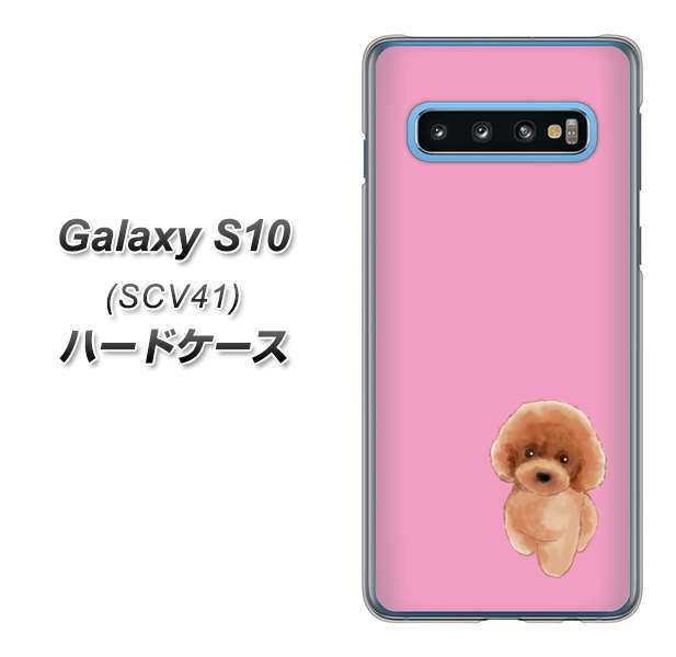 au ギャラクシー S10 SCV41 高画質仕上げ 背面印刷 ハードケース【YJ049 トイプードルレッド(ピンク)】