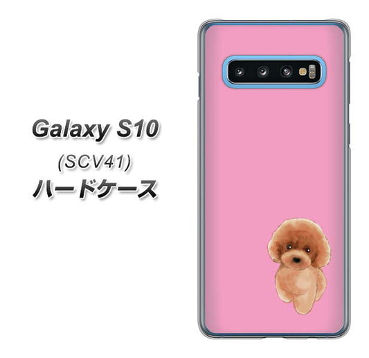 au ギャラクシー S10 SCV41 高画質仕上げ 背面印刷 ハードケース【YJ049 トイプードルレッド(ピンク)】