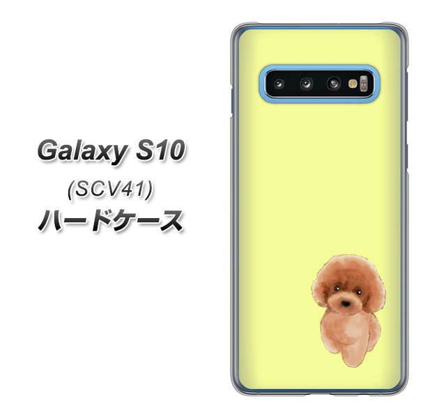 au ギャラクシー S10 SCV41 高画質仕上げ 背面印刷 ハードケース【YJ051 トイプードルレッド(イエロー)】
