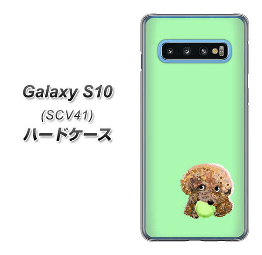au ギャラクシー S10 SCV41 高画質仕上げ 背面印刷 ハードケース【YJ055 トイプードル&ボール(グリーン)】