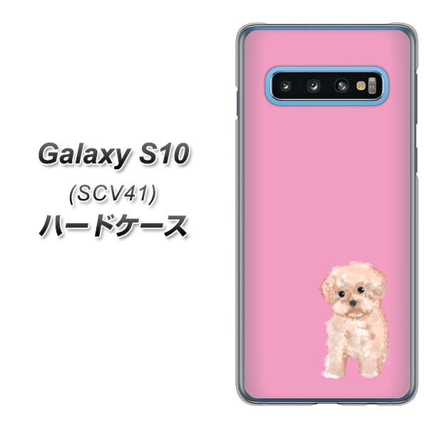 au ギャラクシー S10 SCV41 高画質仕上げ 背面印刷 ハードケース【YJ061 トイプードルアプリコット(ピンク)】