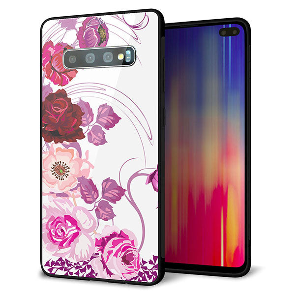 au ギャラクシー S10+ SCV42 強化ガラス&TPUスマホケース ガラプリ【116 6月のバラ】